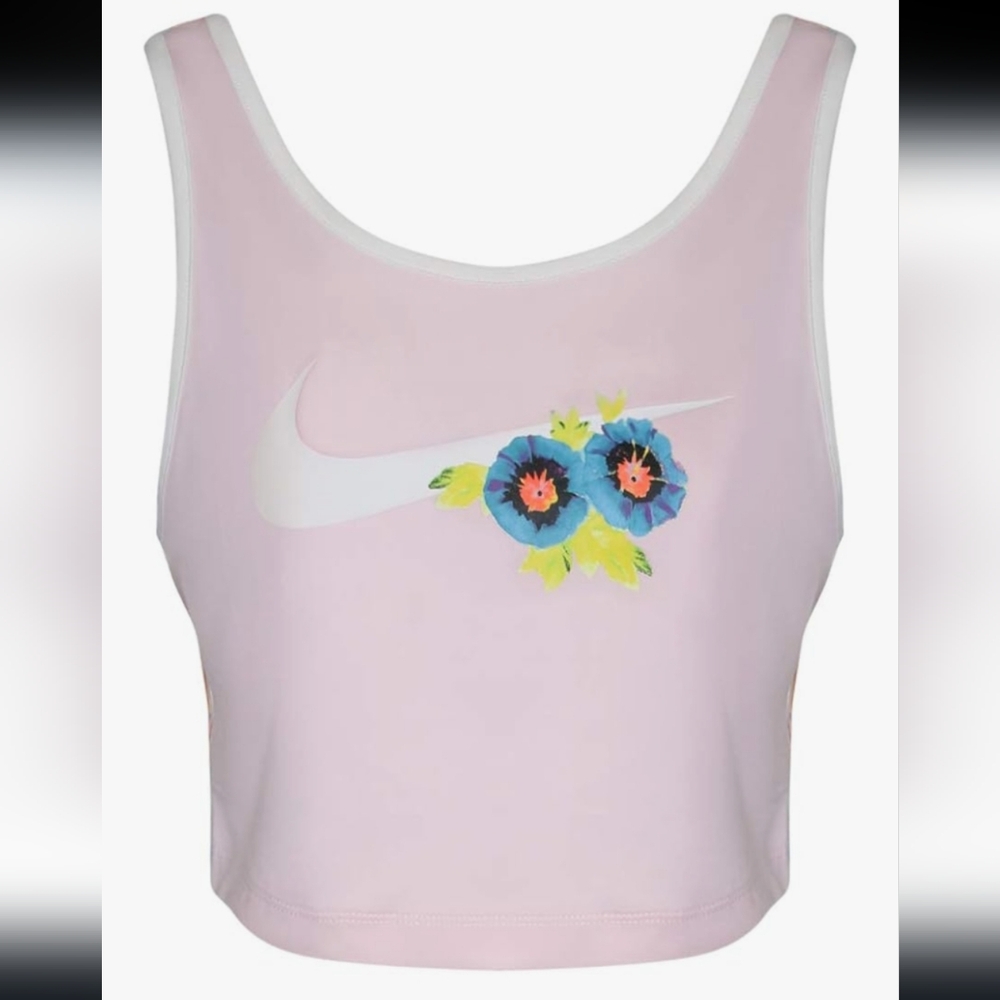 Nike Women's Hyper Femme Cropped Tank Top with Floral Design Size Medium